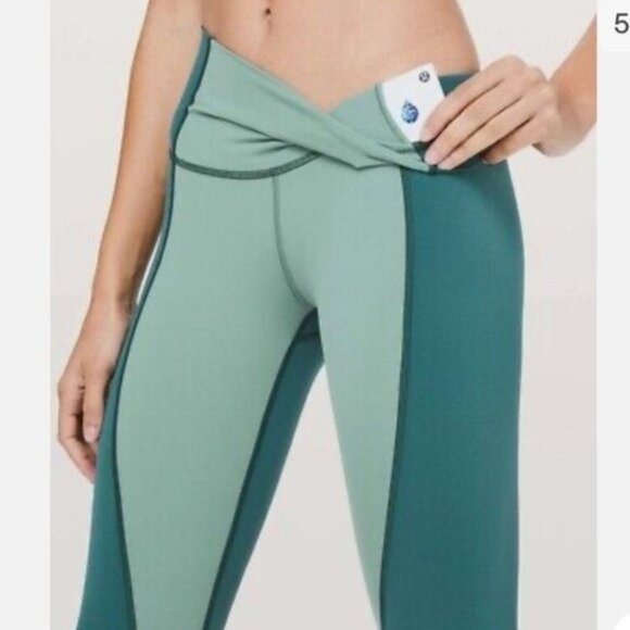 Lululemon Wunder Under Crop HR Curve Green Leggings - Picture 8 of 8